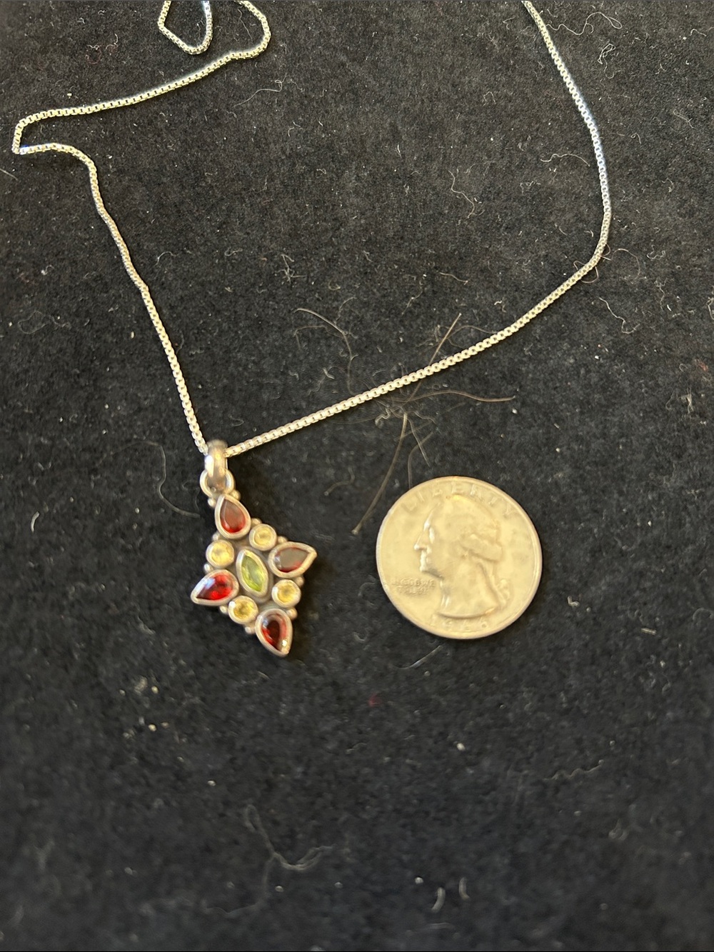 Multi-gemstone Sterling  Silver Pendant Necklace